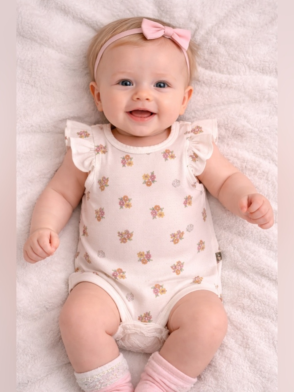 Baby Floral and Coral Baby Bodysuits Organic Cotton🤎
